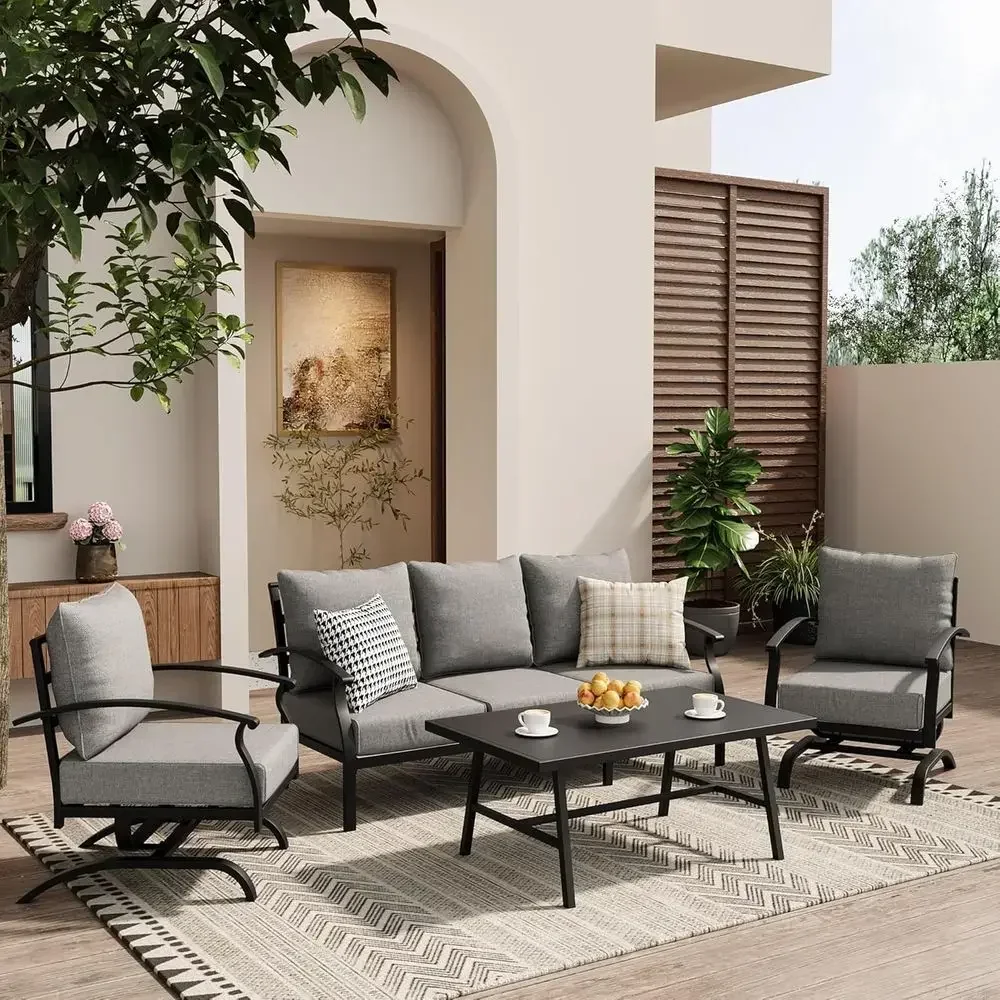 طقم أثاث خارجي معدني رمادي الل - مراجعة Outdoor Furniture Metal Chairs وسعره