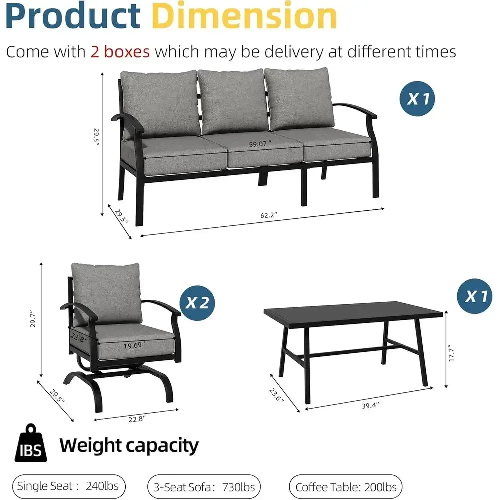طقم أثاث خارجي معدني رمادي الل - مراجعة Outdoor Furniture Metal Chairs وسعره