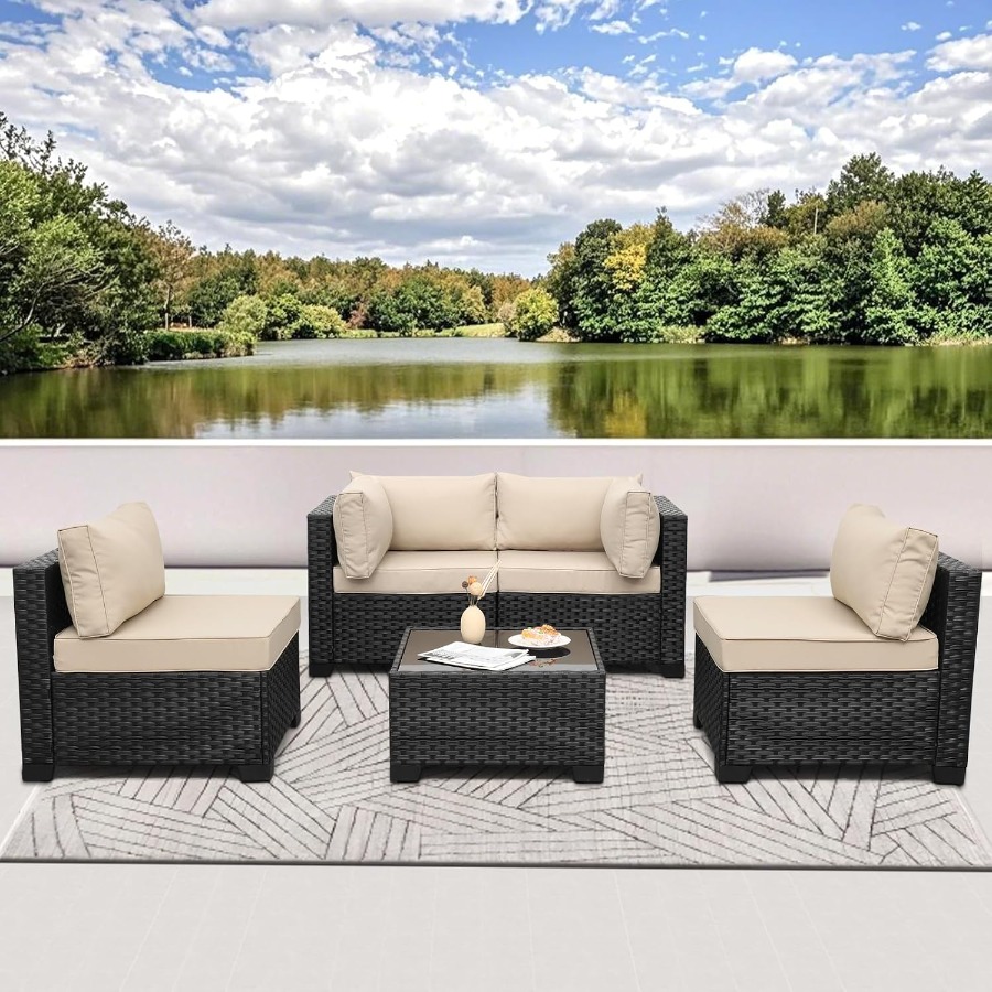 طقم أثاث خارجي مكون من 5 قطع،  - مراجعة Outdoor Furniture Metal Chairs وسعره
