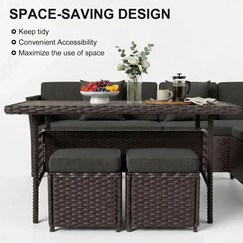طقم أثاث خارجي مكون من 7 قطع،  - مراجعة Outdoor Furniture Metal Chairs وسعره