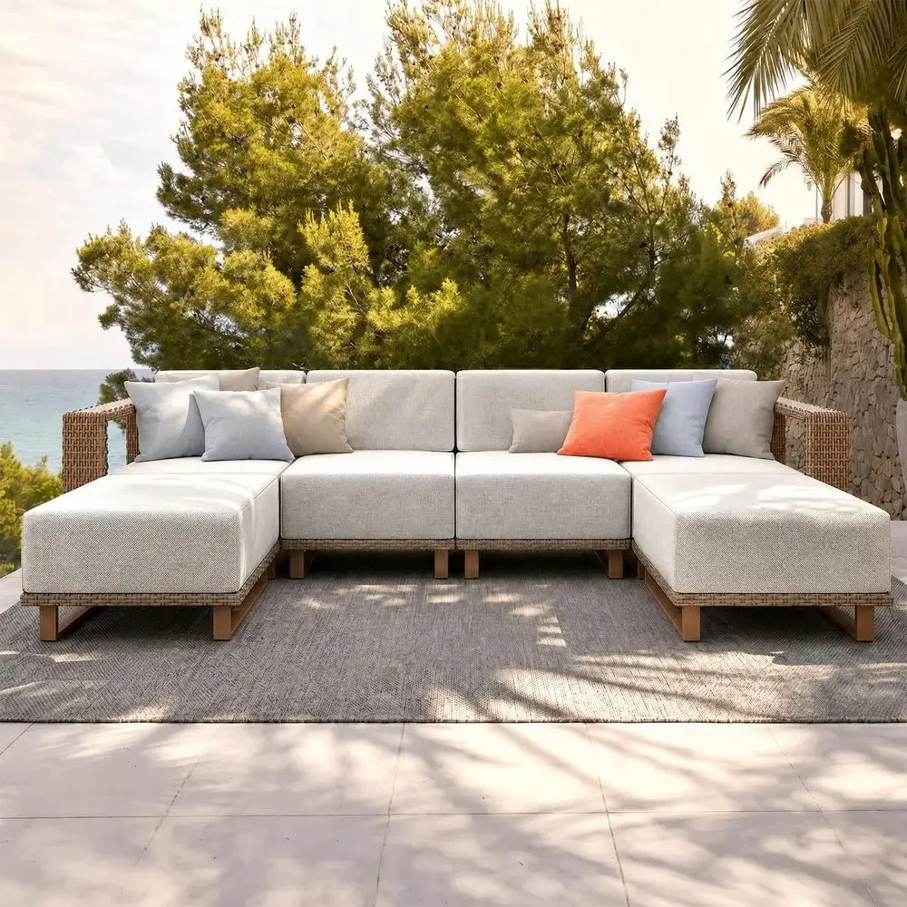 طقم أريكة من الخوص مكون من 6 ق - مراجعة Outdoor Furniture Luxury وسعره
